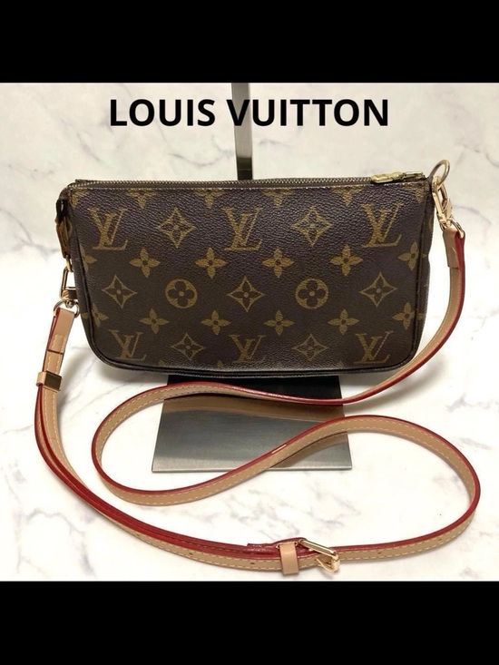 Louis Vuitton Handbags - Louis Vuitton Monogram Canvas Crossbody with Red-Trim Strap